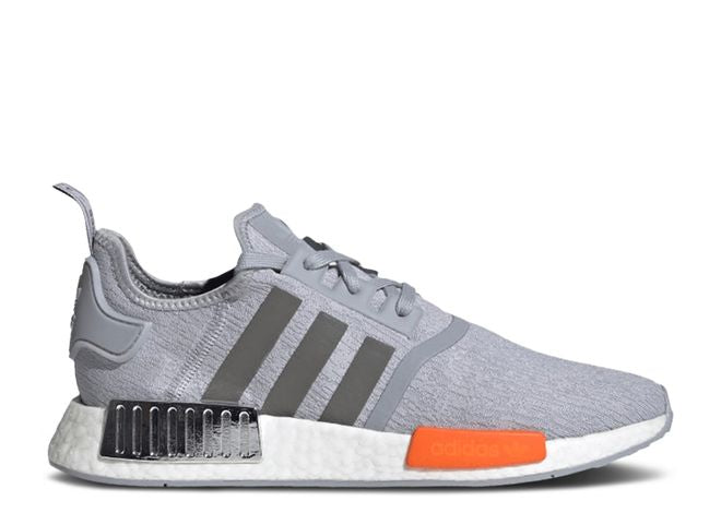 Men s Adidas NMD R1 Grey Metallic Silver Orange SOLE PLAY