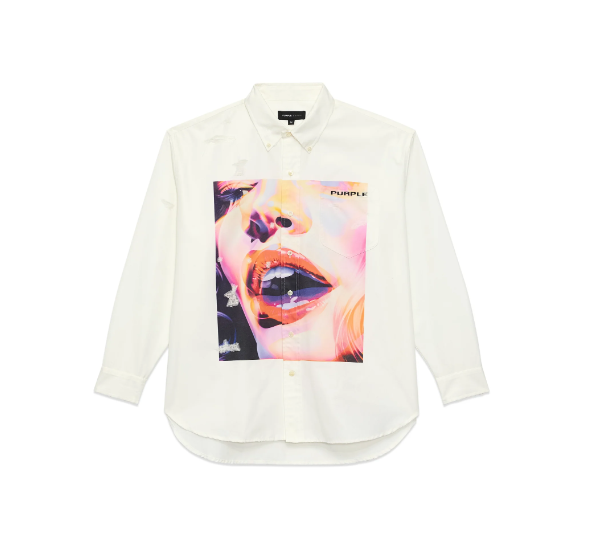 Purple Dreams Poplin Shirt - White