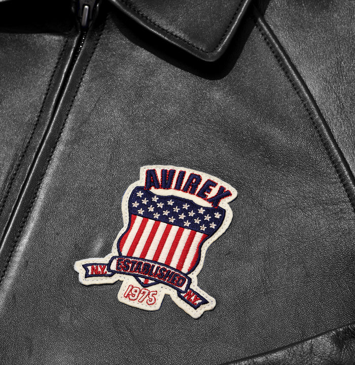 Avirex Icon Premium Leather Bomber Jacket - Black