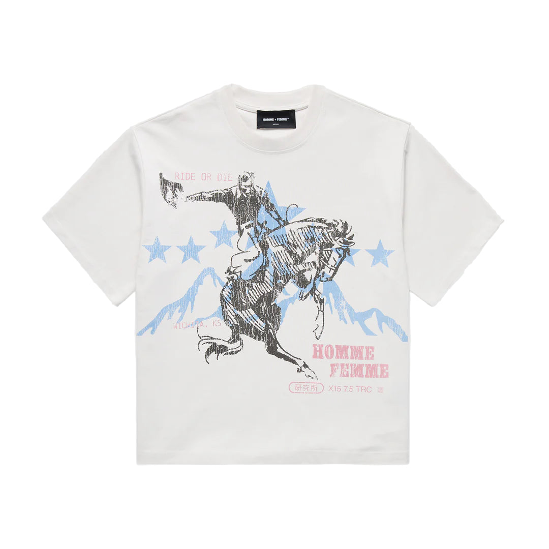 Homme Femme Ride Or Die Tee - White