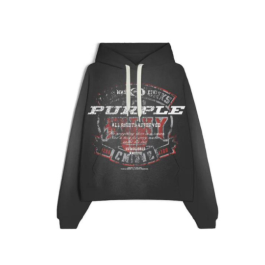 Purple Heavyweight Fleece Hoodie - Washed Black