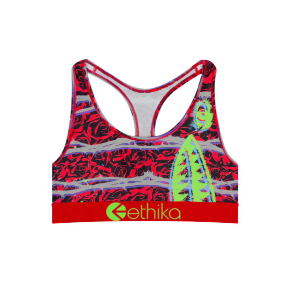Ethika Among Thorns Bomber Sports Bra - Red/Green
