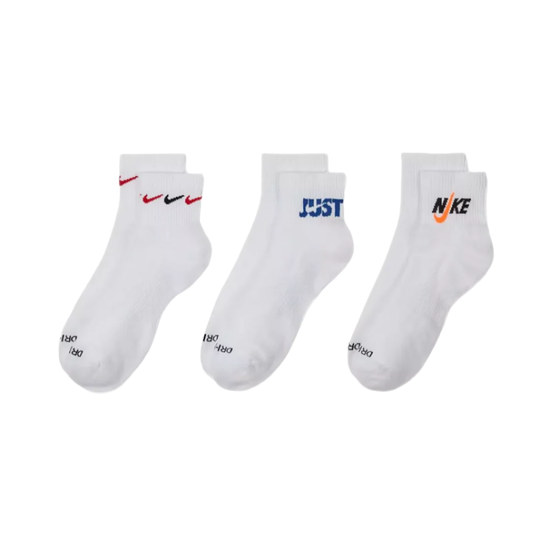 Nike Everyday Plus Cushioned Ankle 3 Pack Sock - White/Multi