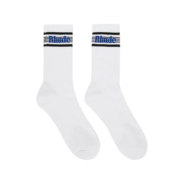 Rhude Speed Stripe Sock - White/Black/Blue