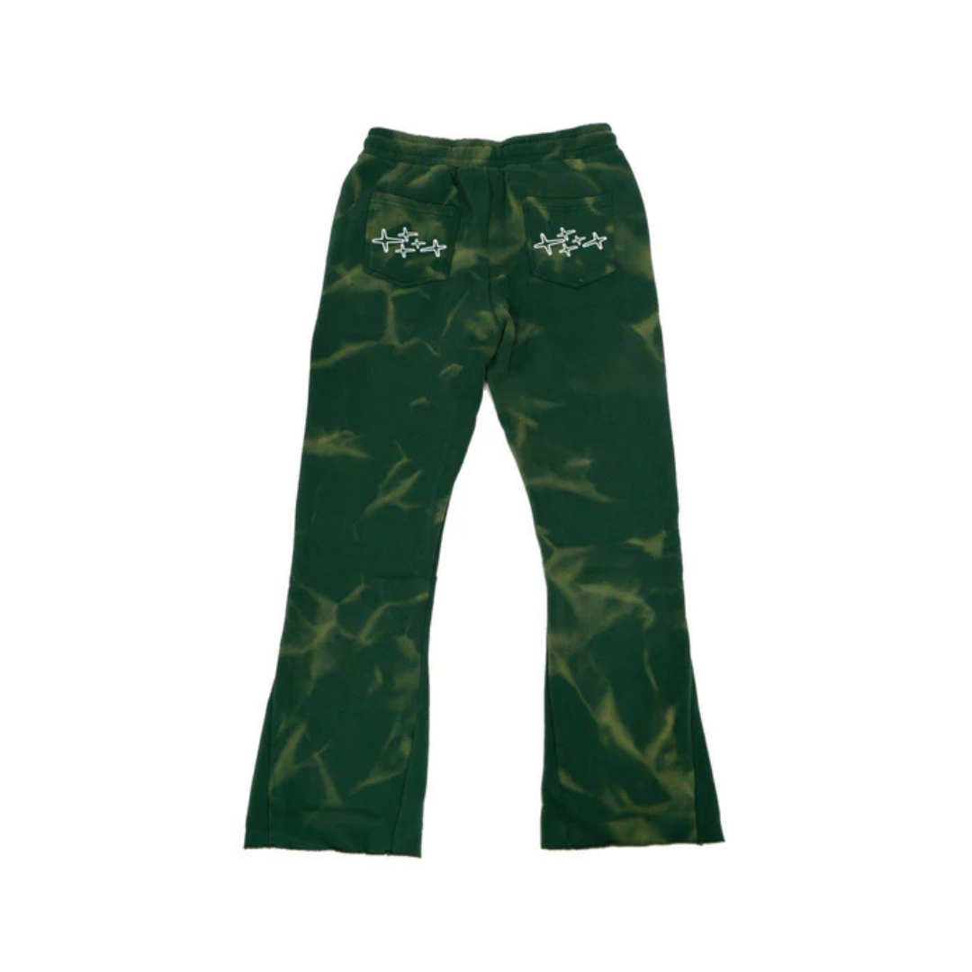Retrovert Washed Flare Pants - Green