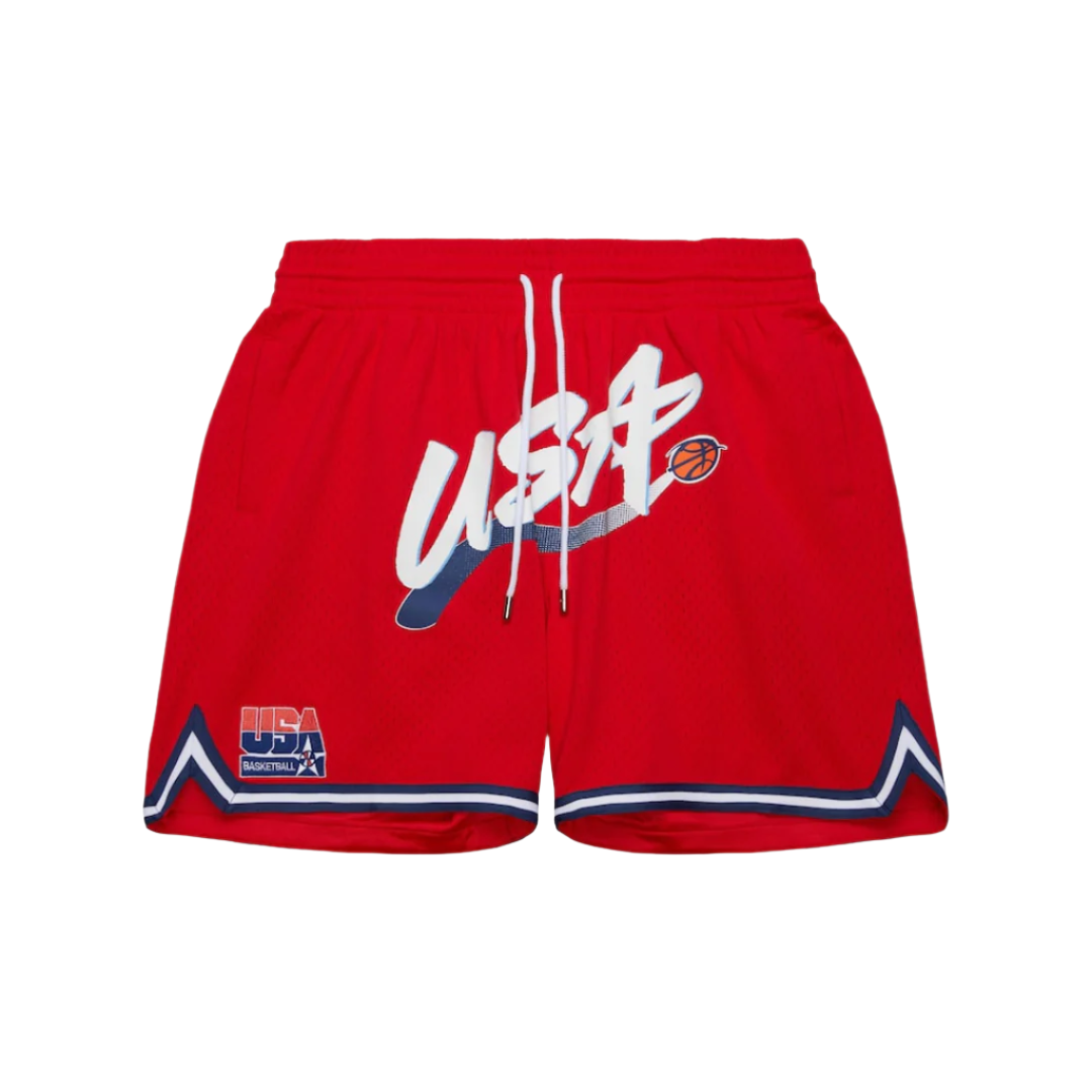 Mitchell & Ness x Just Don Team USA Practice Shorts - Red