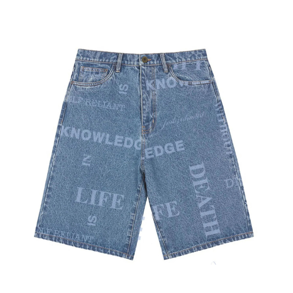 Individualist Knowledge Laser Print Big Boy Denim Short - Indigo