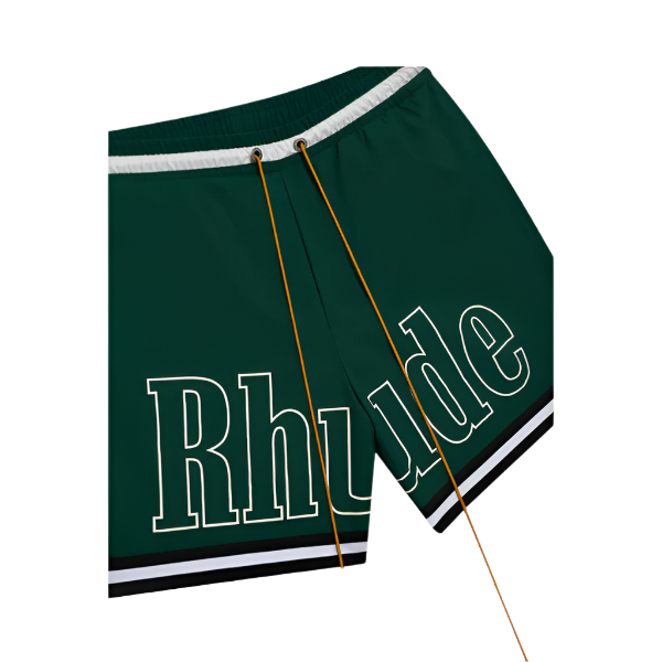 Rhude Logo Basketball Swim Shorts - Forest Green/White