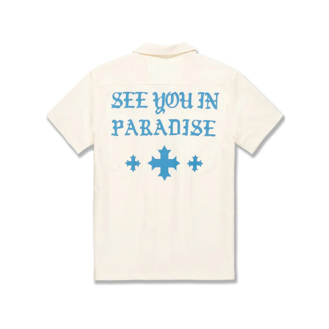 Boys Jordan Craig Embroidered Mechanic Shirt - Cream