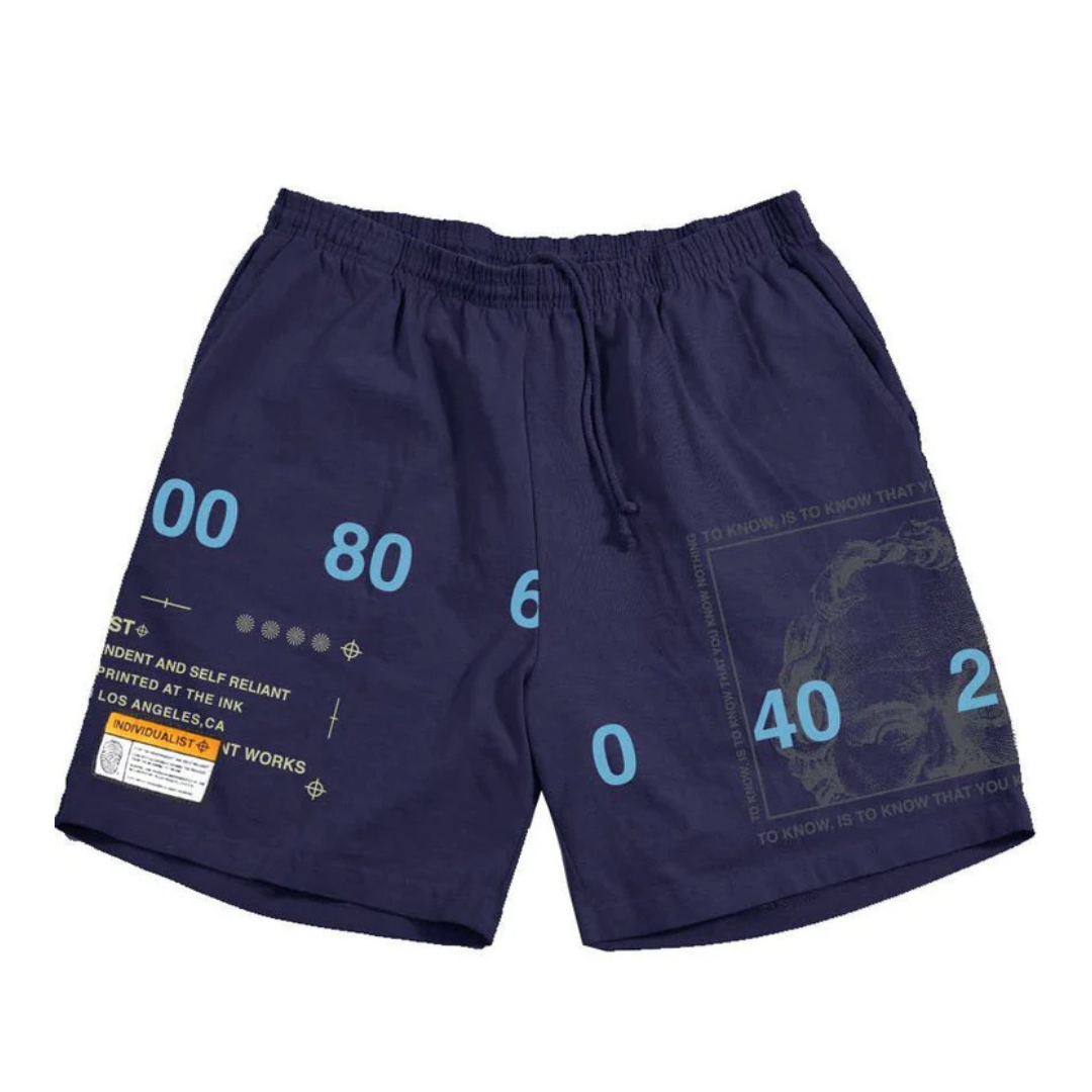 Individualist Socrates Printed Leisure Shorts - Navy