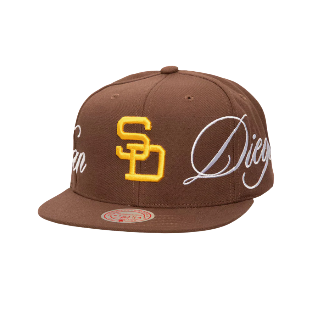 Mitchell & Ness x Just Don Script San Diego Padres Snapback - Brown