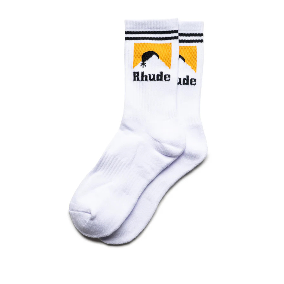 Rhude Striped Moonlight Sock - White/Black/Yellow