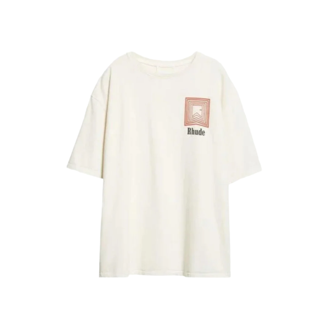 Rhude Chevron Logo Repeat T-Shirt - Vintage White