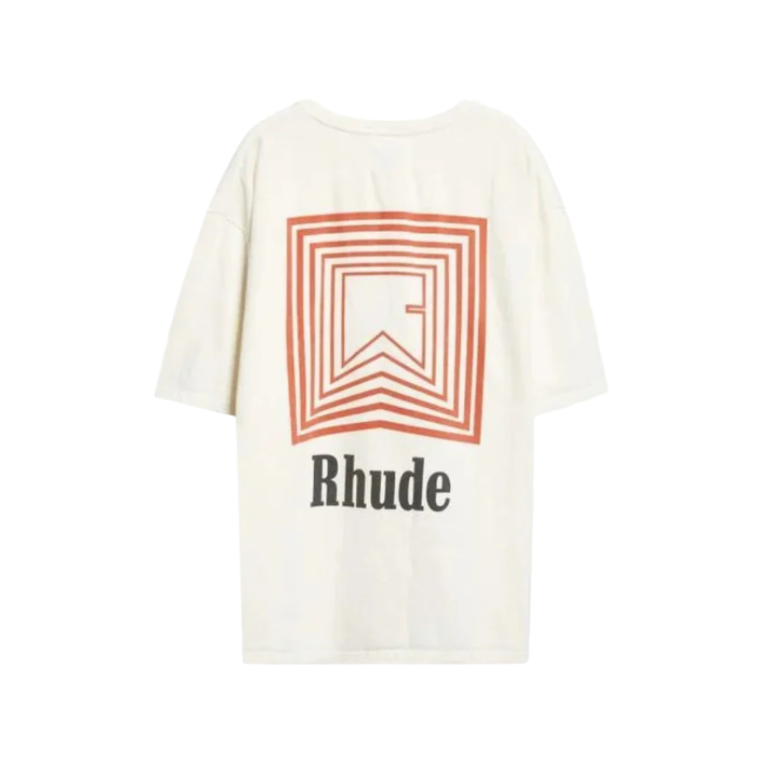 Rhude Chevron Logo Repeat T-Shirt - Vintage White