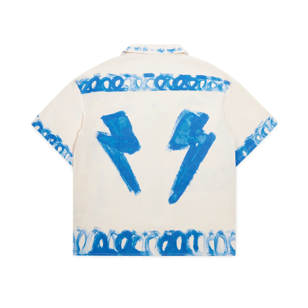 Diet Starts Monday Strokes Button Up Shirt - Cream/Blue