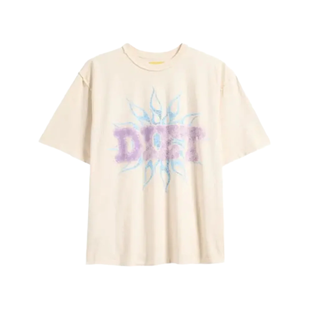 Diet Starts Monday Flame Spray Tee - Cream/Purple