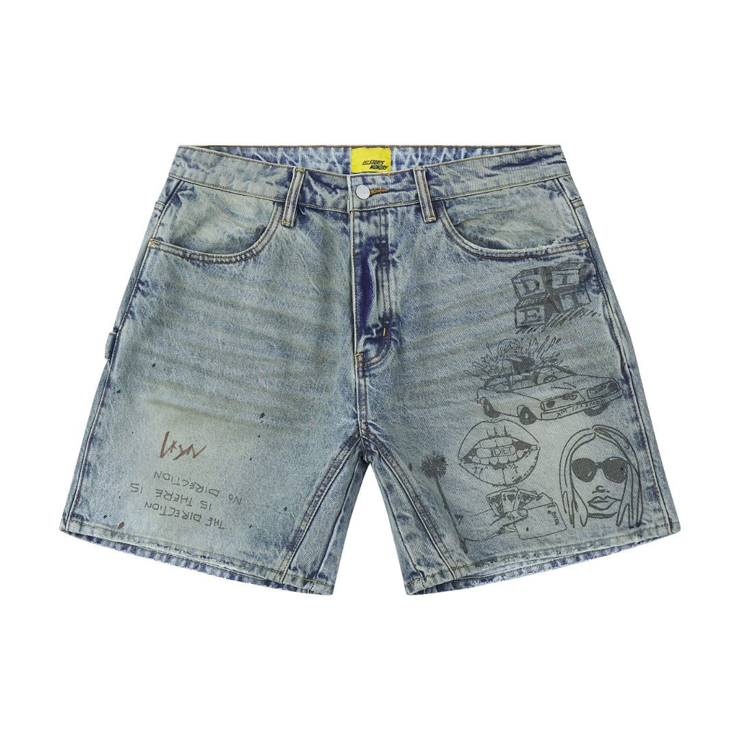 Diet Starts Monday Scribble Denim Short - Indigo Stain