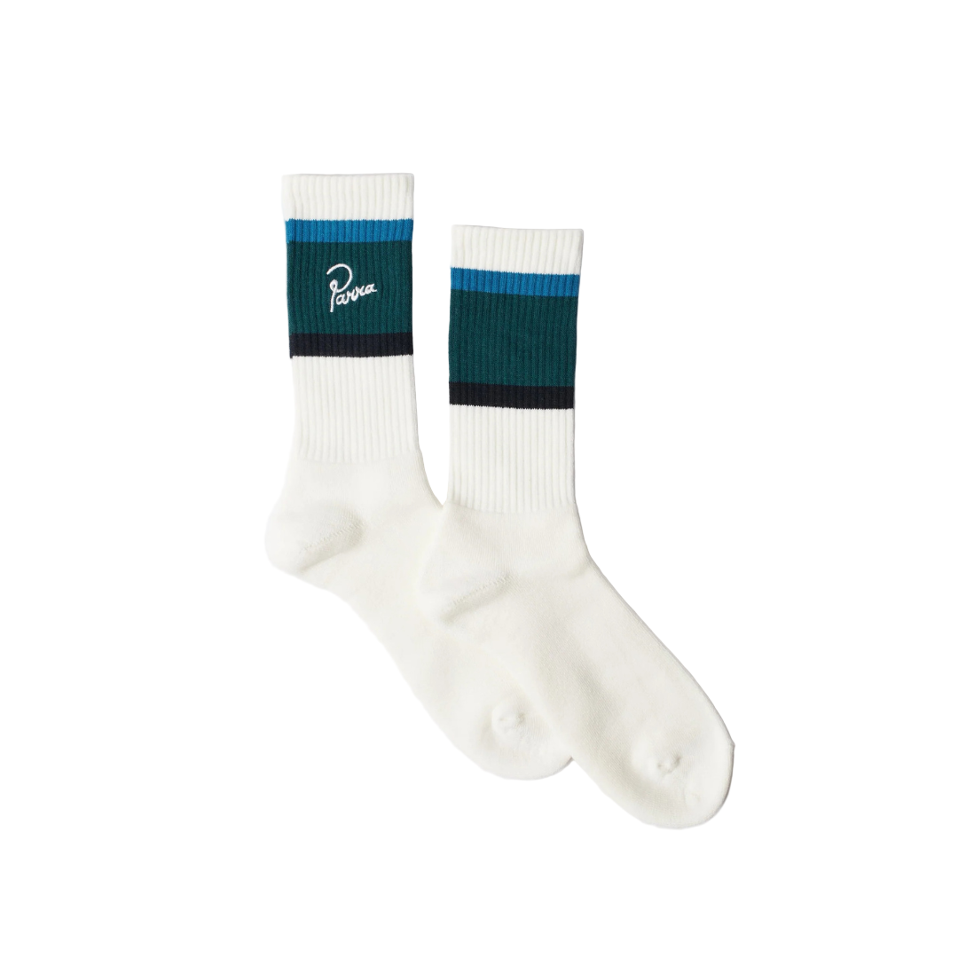 Parra Signature Striped Crew Sock - Mallard Green