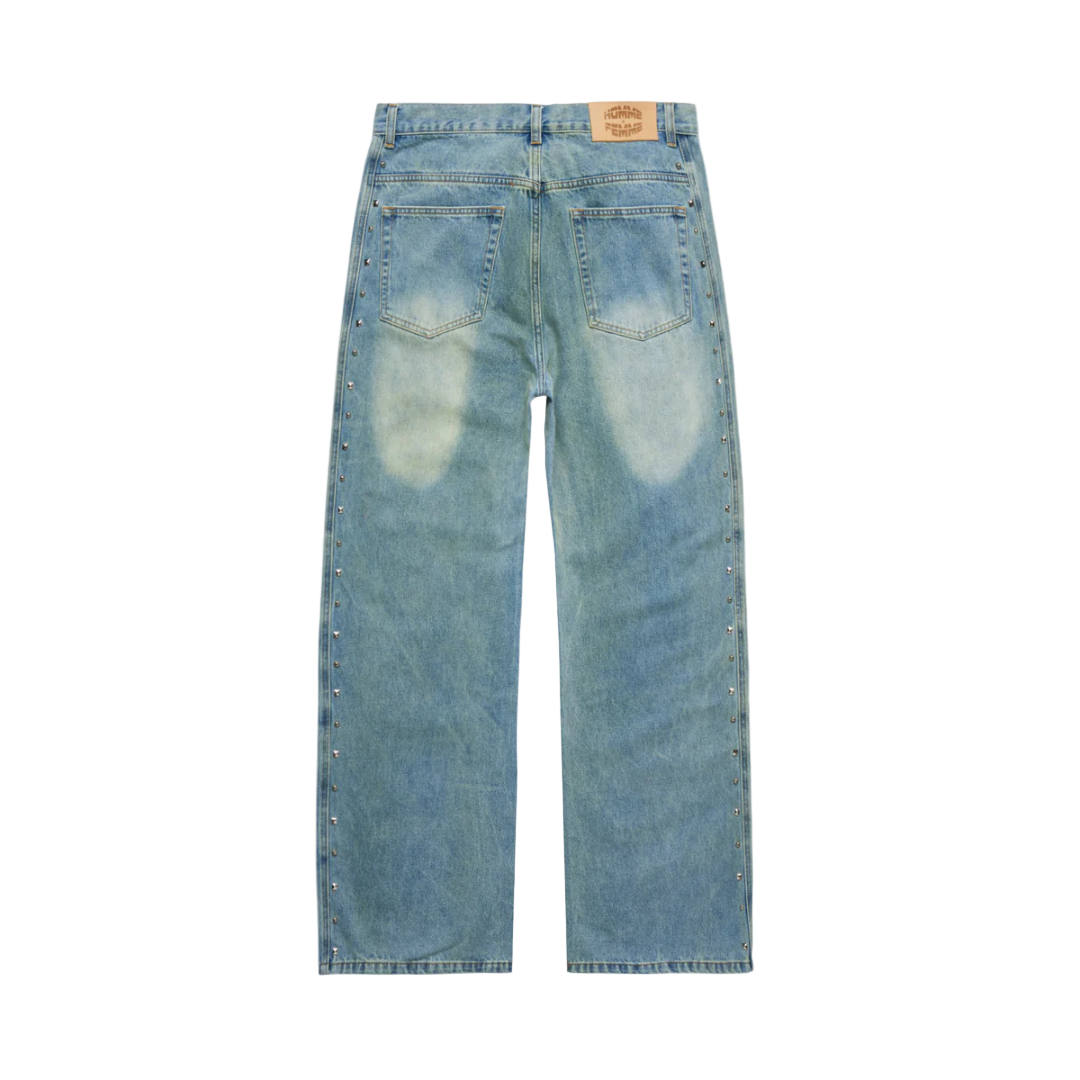 Homme Femme Studded Denim Jeans - Blue Wash