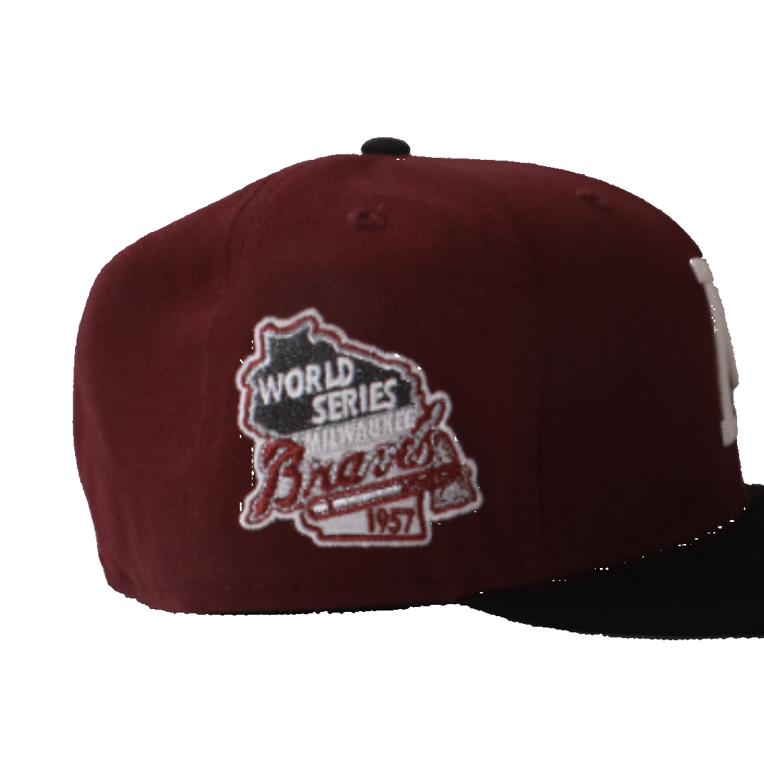 New Era 59Fifty Milwaukee Braves '57 World Series Fitted - Maroon/Black