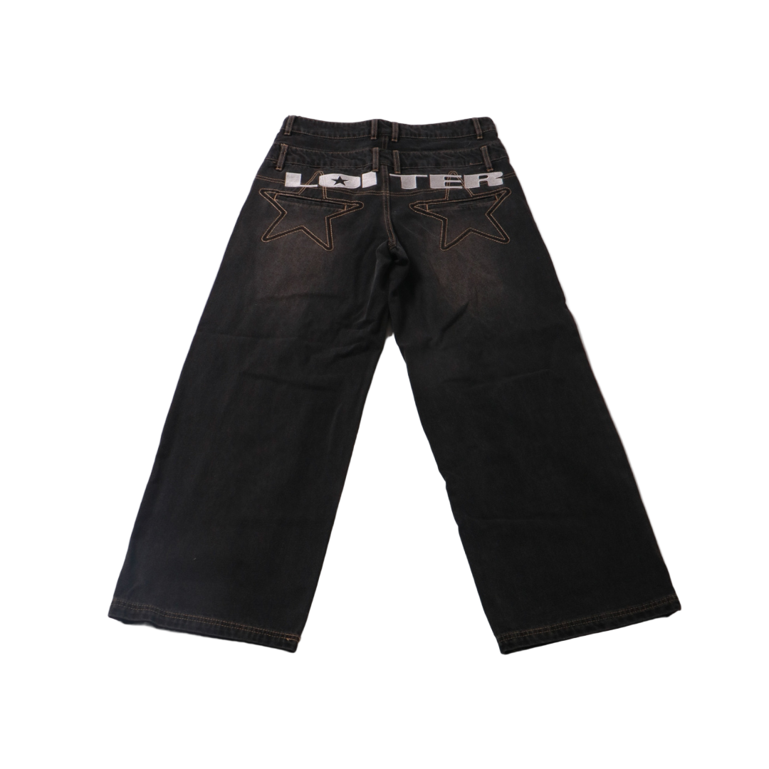 Loiter Star Layered Jeans - Vintage Black