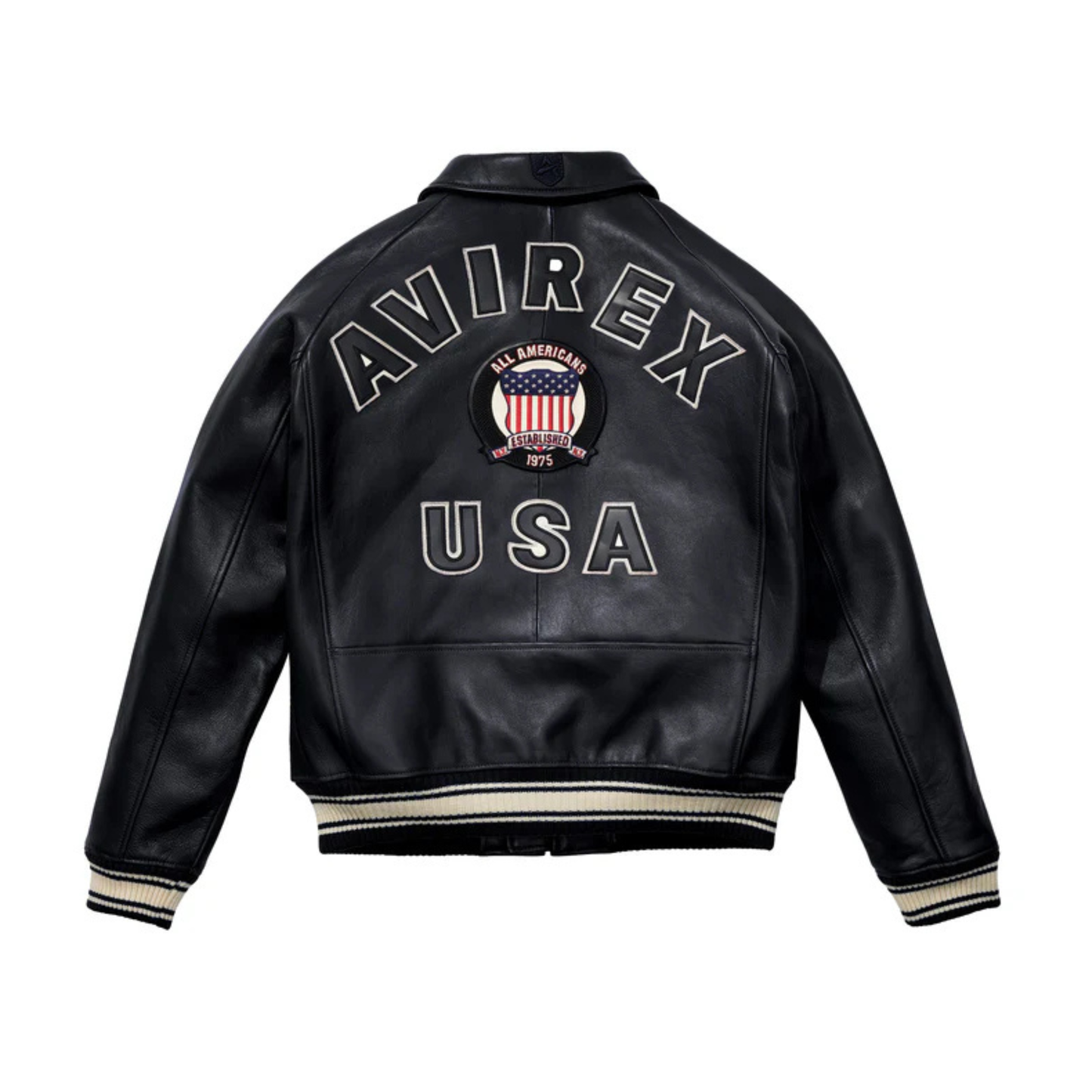 Avirex Icon Premium Leather Bomber Jacket - Black