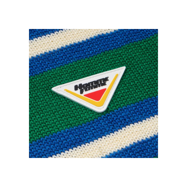 Homme Femme Classic Striped Knit Polo - Blue/Green