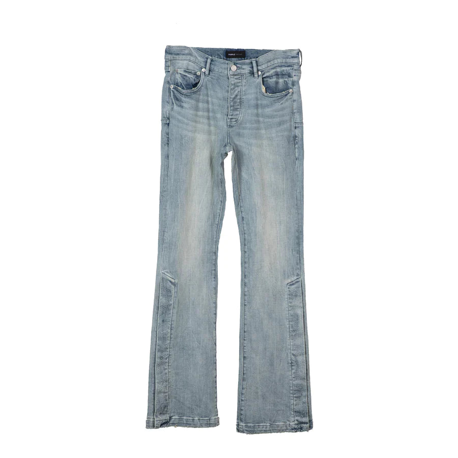 Purple Flare Crystal Side Snap Denim Light Indigo