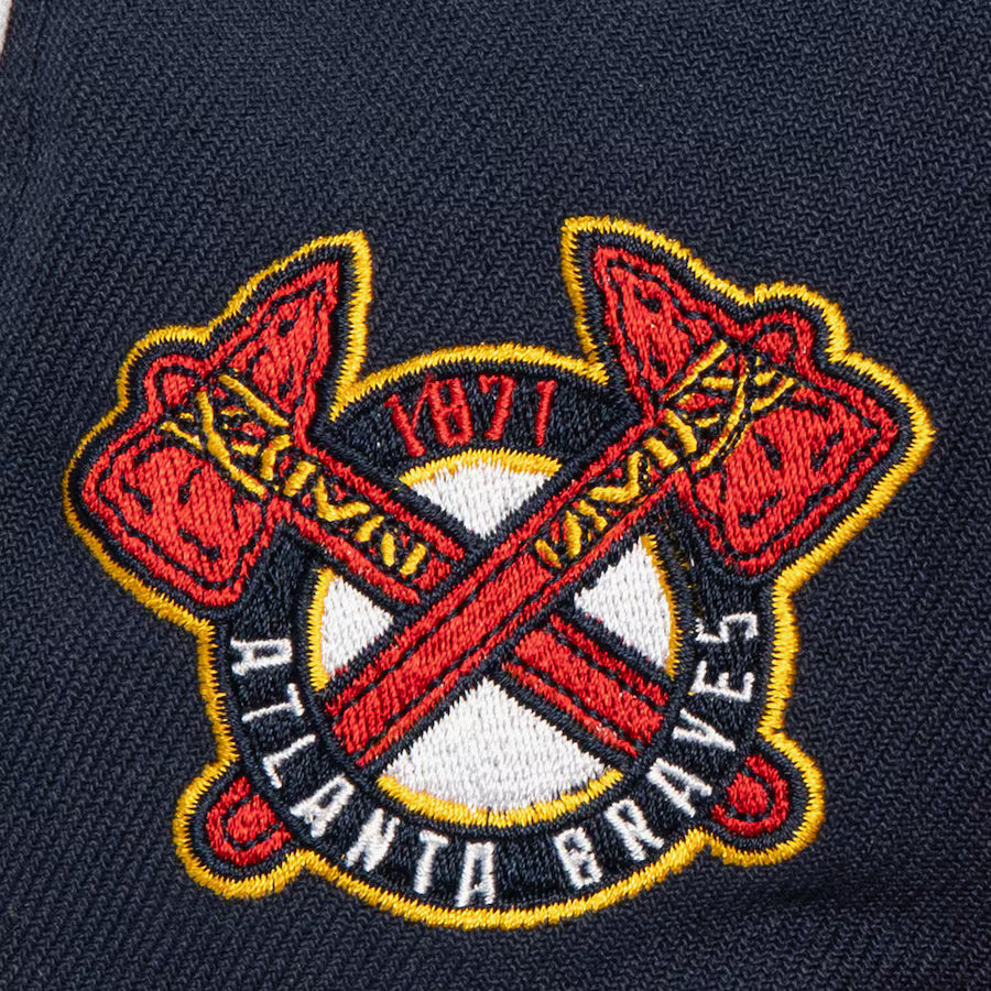 Mitchell & Ness MLB Atlanta Braves Pipe Snapback - Navy/Red