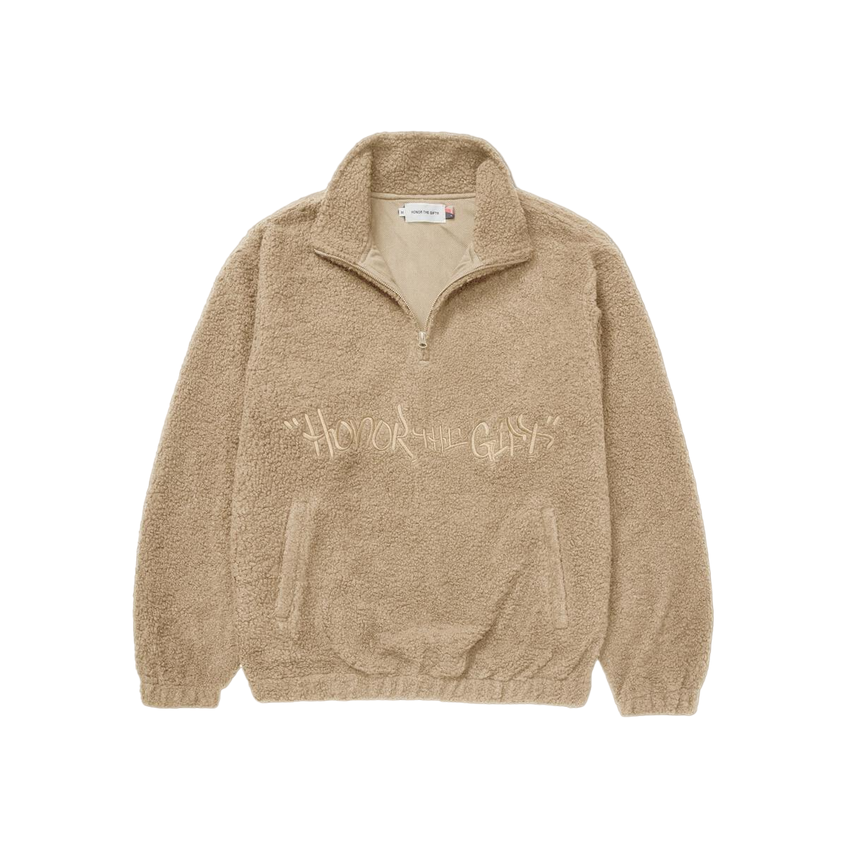 Honor The Gift C Fall Script Sherpa Pullover Beige SOLE PLAY