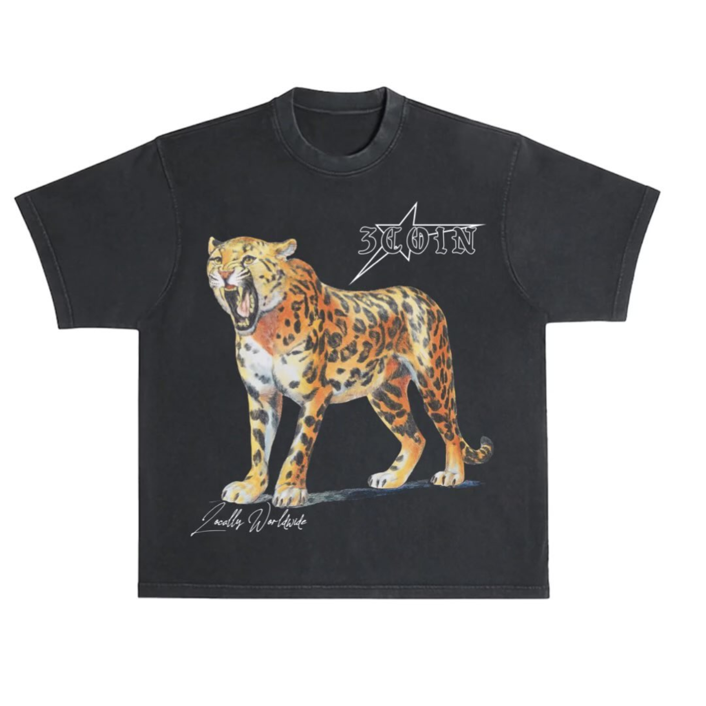 3COIN Leopard T-Shirt - Black