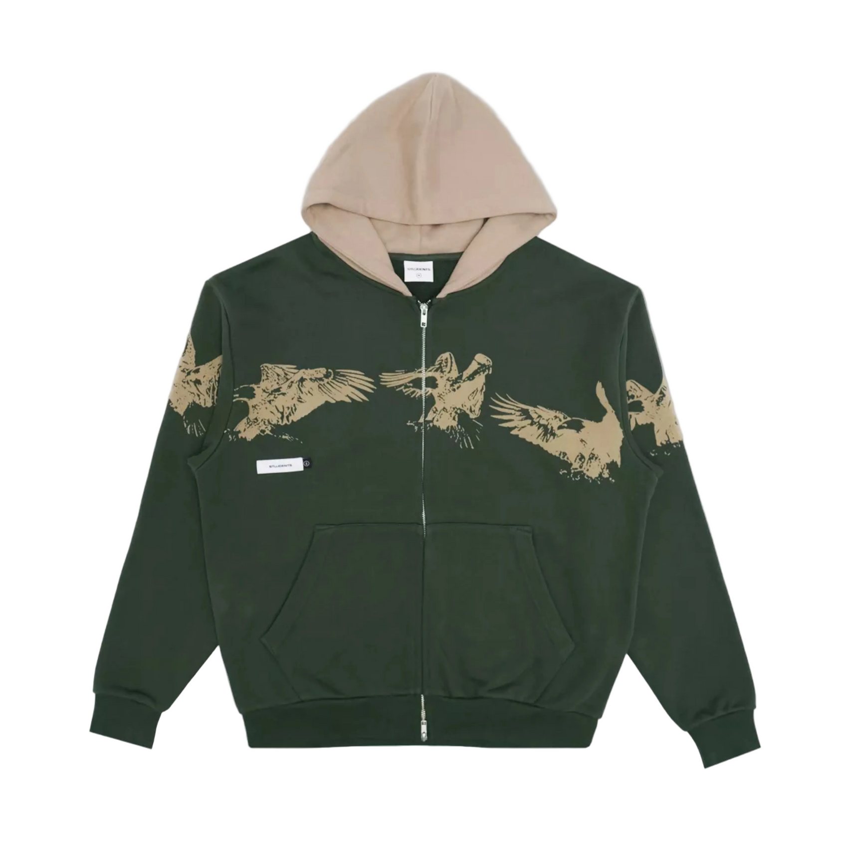 Students Sequence Fleece Zip Hoodie - Military Green