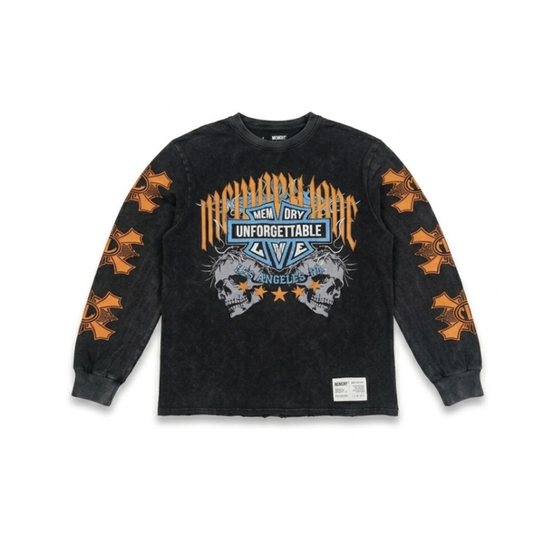 Memory Lane "Flame Sheild" Long-Sleeve Tee - "Vintage Black"