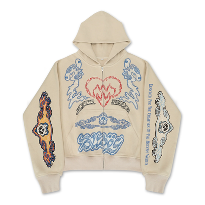 Wanted Apparel Sketch Zip Hoodie - Beige