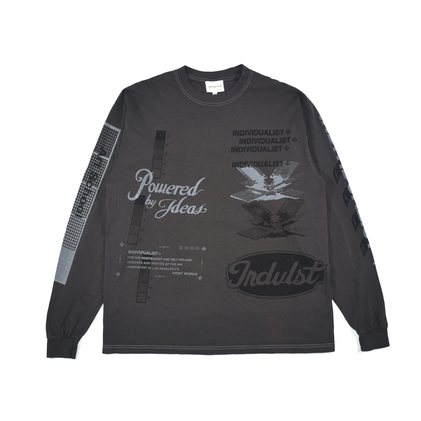Individualist Power Test Print L/S Tee - Charcoal
