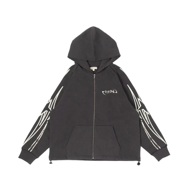 BLDG4. "Streak" Hoodie - "Charcoal Black"