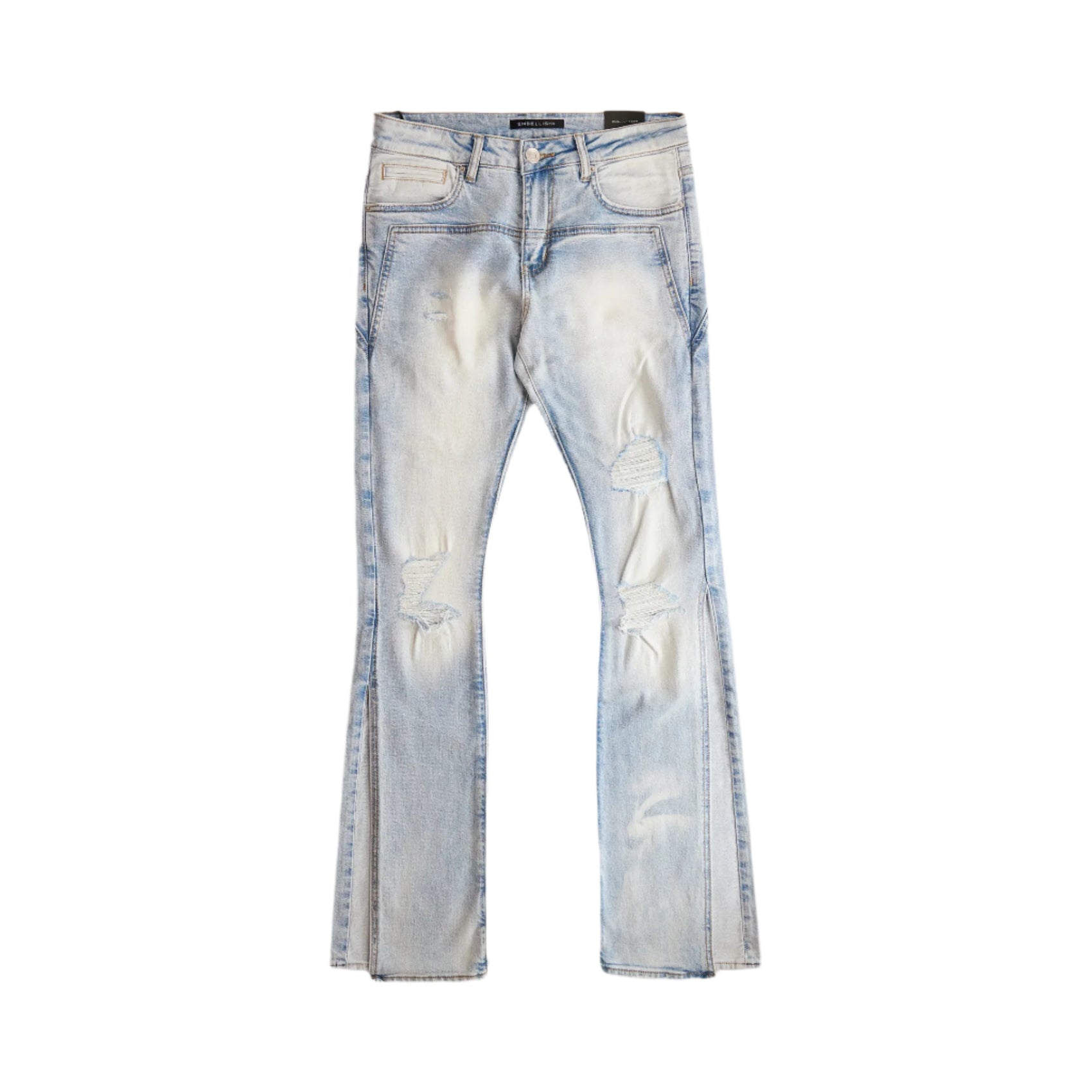 Embellish Level Flare Denim - Sky Wash