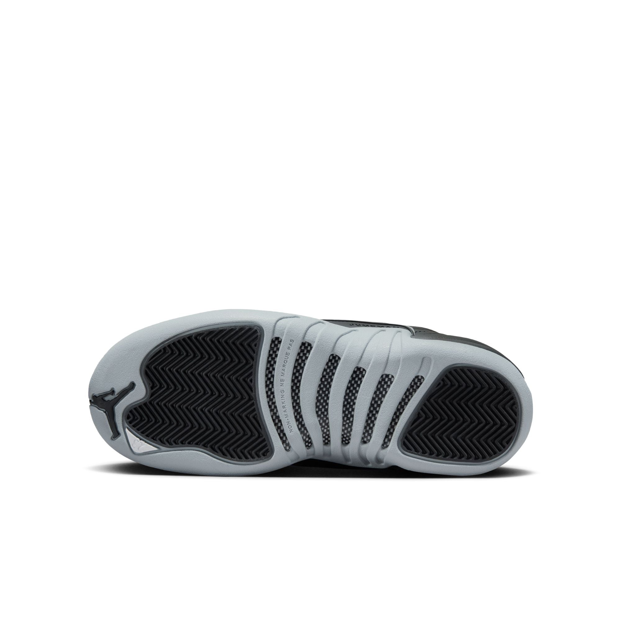 Big Kid s Air Jordan 12 Retro Black and Wolf Grey SOLE PLAY