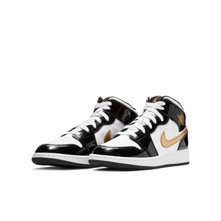 Big Kid's Air Jordan 1 Mid SE - "Black Metallic Gold"