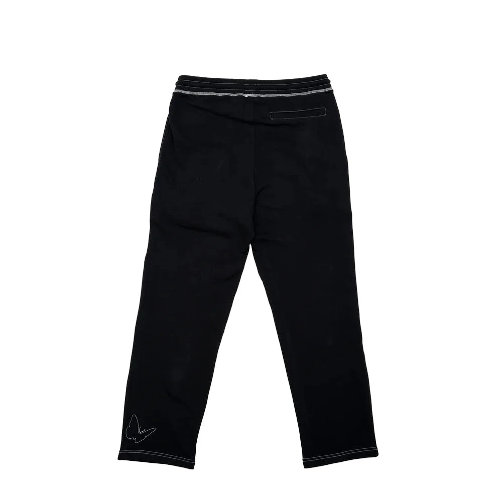 Felt Contrast Stitched Sweatpants - Black