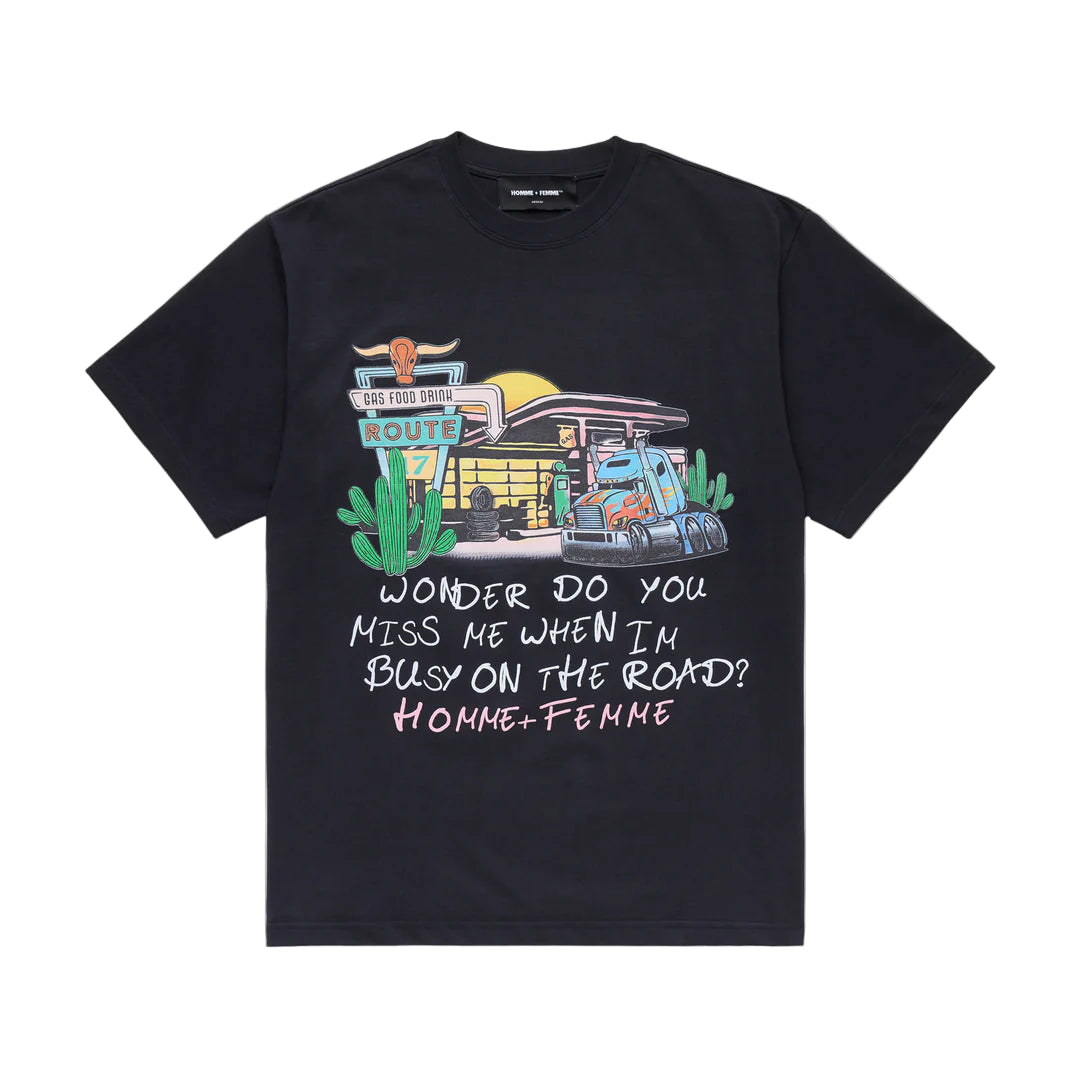 Homme Femme Truck Stop Tee - Black