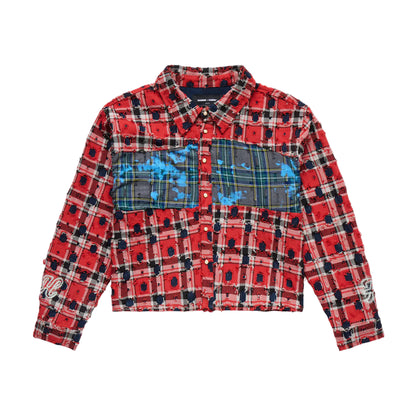 Homme Femme Wave Patchwork Flannel - Red