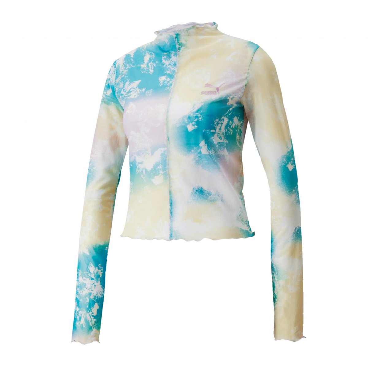 Puma Women's Crystal G. Aop Longsleeve Fitted Tee - Porcelain