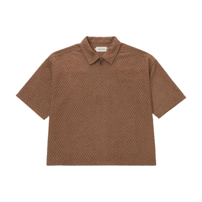 Honor The Gift Textured Knit Quarter Zip - Brown
