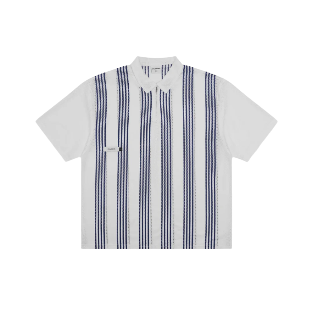 Students Howards S/S Mesh Zip Polo Shirt - White