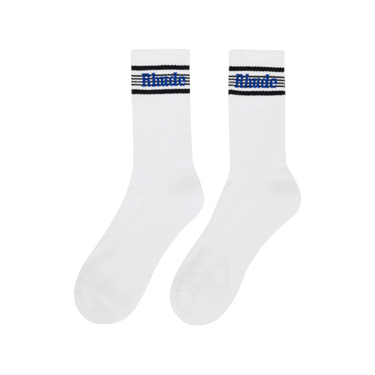 Rhude Speed Stripe Sock - White/Black/Blue