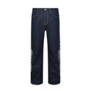Birth Of Royal Child Raw Embroidered Pearl Flared Denim Jeans - Black