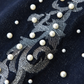Birth Of Royal Child Raw Embroidered Pearl Flared Denim Jeans - Black