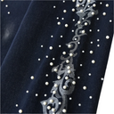 Birth Of Royal Child Raw Embroidered Pearl Flared Denim Jeans - Black