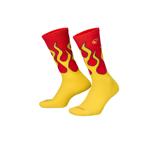 Nike Everyday Plus Cushioned Crew Flames Socks - Yellow/Red